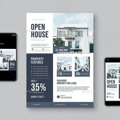 an open house flyer is shown on two phones and one has a phone in front of it