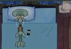 an animated image of a bed with a cell phone hooked up to it's head