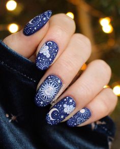 41+ Celestial Nails OutofThisWorld Designs for Your Next Manicure Celestial Nails, Nails Yellow, Rose Gold Nails, Crazy Nails, Dark Nails, Festival Nails, Short Nail Designs, New Year's Nails, Nail Charms