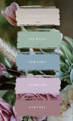 flowers are arranged in different colors with the words below them that spell out their names