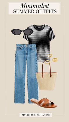 Summer Wardrobe 2024, Minimalist Summer Outfits, Minimalist Summer Wardrobe, Classic Summer Outfits, Chic Jean Outfits, Jeans Sandals, My Chic Obsession, Weekend Mode, Minimalist Summer