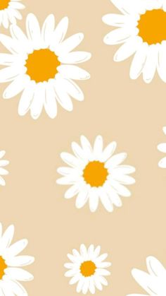 an orange and white flower pattern on a beige background