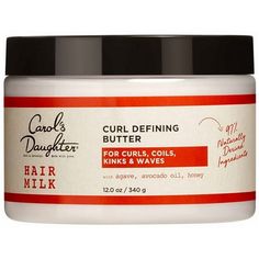 Carol's Daughter Curl Defining Butter Hair Styling Cream with Agave and Avocado Oil, The perfect curl = naturally curly hair that is nourished, soft to the touch, shiny and has the frizz-free, lasting definition. Solve your hair equation with this buttery, curl-enhancing styling butter enriched with Agave Nectar, Avocado Oil, Honey, and rich oils that helps moisturize your curls, coils, kinks, and waves, and helps keep curls defined for up to 24 hours. It just adds up. What does naturally derived mean? We consider an ingredient to be naturally derived if it is unchanged from its natural state or has undergone processing yet still retains greater than 50% of its molecular structure from its original natural source Size: 12 oz.  Color: Yellow. Carols Daughter, Honey Yogurt, Carols Daughter Products, Curl Defining, Hair Milk, Low Porosity Hair Products, Hair Porosity, Curl Cream, Styling Cream