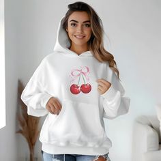 Embrace sweet style with this adorable Cherry Design Hoodie! Whether you're a cherry lover or adore the coquette aesthetic, this hoodie is the perfect blend of cute and cozy. Made with soft, high-quality fabric, it's designed to keep you warm and stylish all year long. Featuring a vibrant cherry print, this hoodie is a must-have for anyone looking to add a pop of charm to their wardrobe. Perfect for casual outings, lounging at home, or pairing with your favorite kawaii accessories. Perfect For: Oversized Kawaii Hoodie Sweatshirt, Casual Cartoon Print Hoodie For Spring, Casual Spring Hoodie With Cartoon Print, Kawaii Hooded Sweatshirt For Fall, Fall Kawaii Hooded Sweatshirt, Fall Hooded Kawaii Sweatshirt, Spring Cartoon Print Hoodie Sweatshirt, Kawaii Hoodie Sweatshirt With Drawstring, Oversized Kawaii Hoodie For Fall