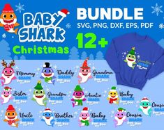 the baby shark christmas bundle is available for all ages and sizes, including t - shirts