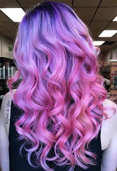 Pink To Purple Ombre Hair, Purple To Pink Ombre Hair, Purple To Pink Hair, Pink And Lavender Hair, Purple And Pink Hair, Purple Pink Hair, Unicorn Hair Dye, Pink And Purple Hair, Dyeing Hair