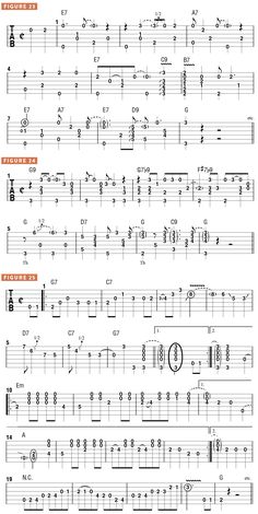 the guitar tab with notes and chords