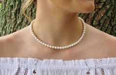 Freshwater Pearl Choker Necklace, Bridesmaid Necklace, Round White Small Pearl Bridal Choker Necklace, Gift for Women Shape    :     Unshaped  Color     :     White  Type      :     Freshwater  Elevate your style with our Freshwater Pearl Choker Necklace--a timeless and elegant accessory perfect for any occasion. This Round White Small Pearl Bridal Choker Necklace adds a touch of sophistication, making it an ideal Bridesmaid Necklace or a thoughtful Gift for Her. Delicately crafted, it complemen Ingenue Dramatic, Pearl Necklace Classic, Real Pearl Bracelet, Real Pearl Jewellery, Bracelet Matching, Pearl Clasp, Real Pearl Necklace, Bridal Choker, Thoughtful Gifts For Her