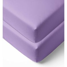 a close up view of a purple sheet set with no sheets on the top and bottom