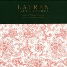 the cover of lauren's book, with an image of a red and white paisley pattern