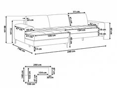 a drawing of a couch with measurements for it