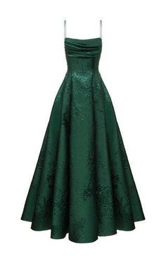 Green Prom Dresses Long, Green Prom Dresses, Jacquard Gown, Green Prom, Spaghetti Strap Prom Dress, Aesthetic White, Prom Dress Inspiration, Cute Prom Dresses, Long Prom Dresses