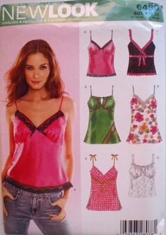 How To Sew Tank Top, Sewing Patterns Y2k, Grunge Sewing Patterns, Sewing Patterns Tops Women, Camisole Pattern Free, Babydoll Top Sewing Pattern, Tank Top Pattern Sewing, Tank Top Sewing Pattern Free, Diy Camisole