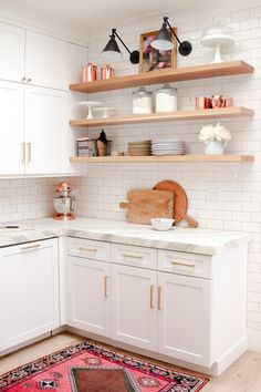 the kitchen is clean and ready to be used as a cook's countertop