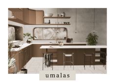 an image of a kitchen setting with the words umalas above it in white