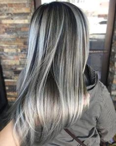 56+ Super Ideas Hair Highlights Silver Mom Brown Hair With Ash Blonde Highlights, Ash Gray Hair Color, Ash Grey Hair, Ash Blonde Highlights, Dark Hair With Highlights, White Highlights