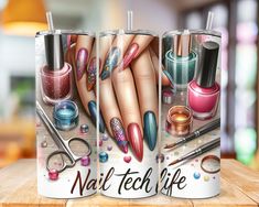 Nail Tech Epoxy Tumbler, Nail Tech Tumbler Ideas, Tumbler Cups Diy, Design Nail, Sublimation Tumbler, Tumbler Design, Designer Socks, Tumbler Png, Tech Design