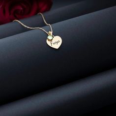 🌟 Personalized Birthstone Name Engraved Necklace - A Tribute to Your Unique Story 🌟 ✨ Colors and Gemstones to Celebrate Life's Special Moments: Choose from the timeless Silver, the luxurious Gold, or the romantic Rose Gold. Personalize your necklace with your birthstone, a shimmering zircon that represents your birth month. Crafted from stainless steel, gold plated to perfection, this necklace is not just jewelry; it's a reflection of your journey through life. 🌈 Why This Necklace is a Must-H Alphabet Necklace, Romantic Roses, Engraved Necklace, Birth Month, Custom Bracelets, Heartfelt Gifts, Custom Necklace, Personalized Necklace, Heart Jewelry