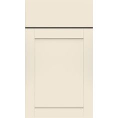 a white cabinet door with an open drawer on the bottom and side panel, in front of