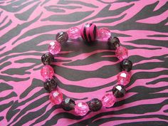 Hot Pink Zebra Print Beaded Bracelet-Birthday Gift-Gifts for Her-Gifts for Girls-Girls Bracelets-Bracelets for Girls-Kids Bracelets Hot Pink Zebra Print, Girls Bracelets, Bracelets For Girls, Pink Zebra Print, Hot Pink Zebra, Crystal Bead Jewelry, Kids Bracelets, For Her Gifts, Pink Zebra