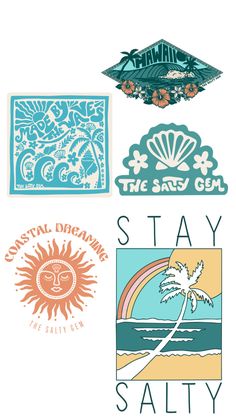 various stickers that say stay salty