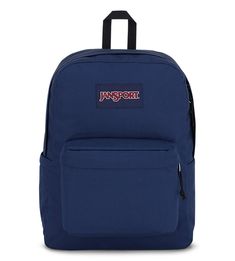 SuperBreak® Backpack, A Classic Pack | JanSport Dark Blue Jansport Backpack, Blue Jansport Backpacks, Blue Jansport Backpack, Jansport Backpacks, Backpack Ideas, High School Backpack, Aesthetic Backpack, Self Expression, Back 2 School