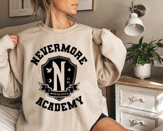 Jane Austen Shirts, Nevermore Academy, Gothic Shirts, Body Suit With Shorts, Wednesday Addams, Sweatshirt Christmas, Holiday Sweater, Clothes Crafts, Christmas Family