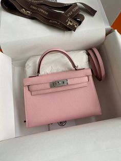 Size: Standard Size It comes with Dust box, Care manual, Tag, and Paper bag. Mini Kelly, Birkin Kelly, Kelly Bag, Hermes Paris, Hermes Bags, Hermes Birkin, Pink Bag, Satchel Bags, Crossbody Shoulder Bag