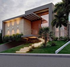 an image of a house with stairs leading up to it