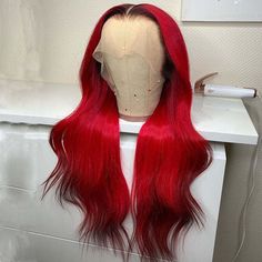 Colourful Wigs, Lux Hair, Lace Fronts, Root Color, Wig Ideas, Red Wigs, Colored Wigs, Straight Lace Front Wigs, Peruvian Hair