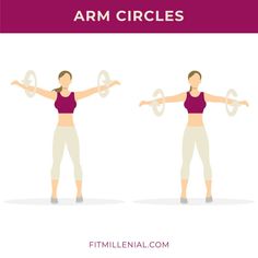 a woman doing the arm circles exercise