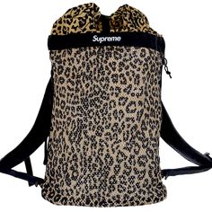 Brand: Supreme Type: Backpack & Tote Bag (Sideways With Handle) Colour: Leopard Print Condition: Brand New With Tag Details: Everything In My Closet Is Authentic! Waterproof Supreme-Logo Zipper On Right Side Of Body Handle On The Left (Turn Sideways Into Tote) Mesh Top/Front Layer Top Buckle Closure With Hook Handle Comfortable Padded Straps With Chest Buckles Classic Supreme Red Tab On One Of The Straps Luxury Streetwear Standard Backpack, Luxury Backpack For Streetwear, Louis Vuitton Duffle Bag, Supreme Backpack, Camouflage Backpack, Bucket Backpack, Supreme Logo, Mesh Backpack, Supreme Bag