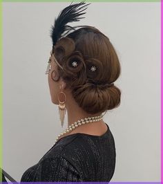 Discover effortless updo hairstyles for medium to long hair. Elevate your look with simple tutorials and stylish ideas perfect for any occasion. Achieve elegance with ease. 1920s Hairstyles For Long Hair Updo, 1920s Bun Hairstyle, 20s Updos For Long Hair, Hairstyles 1920s Gatsby, Womens 1920's Hairstyles, 1920s Side Bun, How To 1920s Hairstyles For Long Hair, 20s Hairstyles Long Hair, 1920s Hair Updo Gatsby