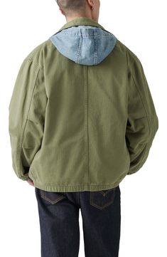 Well-faded cotton fabric furthers the easy-wearing feel of a jacket that's topped with a soft hood and sized with a slouchy, exceptionally comfortable fit. Front zip closure with snap storm placket Spread collar; drawstring hood Elastic cuffs with adjustable snap closures Front flap-patch pockets; coin pocket Elastic waist Lined 100% cotton Machine wash, tumble dry Imported Oversized Cotton Parka With Pockets, Urban Oversized Hooded Utility Jacket, Oversized Urban Hooded Utility Jacket, Solid Color Cotton Hooded Jacket With Pockets, Outdoor Cotton Hoodie With Detachable Hood, Spring Cotton Hooded Jacket With Pockets, Relaxed Fit Cotton Hooded Windbreaker, Relaxed Cotton Hooded Windbreaker, Casual Washed Utility Jacket For Streetwear