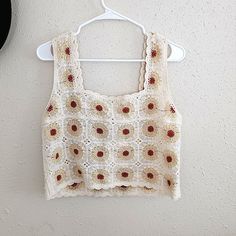 Brand New With Tags And Never Been Worn. Size L. Perfect For The Fall! Beige Crochet Summer Tops, Summer Beige Crochet Tops, Spring Crochet Orange Tops, Sleeveless Orange Crochet Top For Spring, Fitted Orange Crochet Top For Summer, Summer Crochet Orange Tops, Summer Orange Crochet Top, Orange Summer Crochet Top, Orange Cotton Crochet Top For Summer