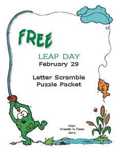 a poster for the free leap day with a cartoon frog catching a fish in it's mouth