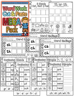 the word work mega pack includes words and pictures to help students learn how to use them