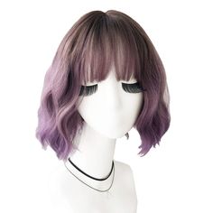 PRICES MAY VARY. Title: URCGTSA Ombre Color Natural Wavy Bob Wig With Air Bangs Short Bob Wigs Women's Curly Wigs Purple Wavy Synthetic Hair Cosplay for Girl Colorful Wigs (Smoky purple). Product Type: Products > Hair Care > Hair Extensions, Wigs & Accessories > Wigs Natural Wavy Bob, Wigs Purple, Wavy Bob Wig, Colorful Wigs, Air Bangs, Black Bob, Wavy Bob, Bangs Short, Healthy Natural Hair