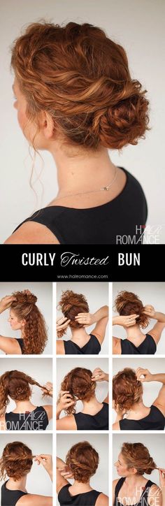 Hair Romance Curly, Gorgeous Updos, Diy Updo, Hair Romance, Second Day Hairstyles, Curly Hair Tutorial, Twist Bun, Bangs Curly