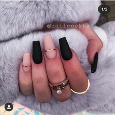 Acrylic Nails Coffin For Work, Coffin Matte Nails Design, Matte Coffin Nail Ideas, Matte Square Acrylic Nails, Matt Black Nail Designs, Smokey Nails, Black Coffin Nails, Coffin Nails Matte, Matte Black Nails