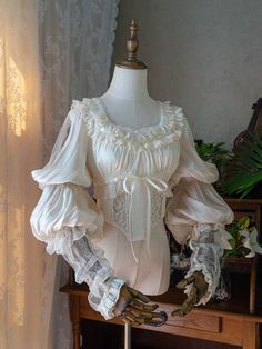 Mother Spore, Fairy Outfit Aesthetic, Fairy Blouse, Gaun Abad Pertengahan, Shopping Link, Fair Outfits, Classic Lolita, Perfect Blouse, Sleeves Blouse