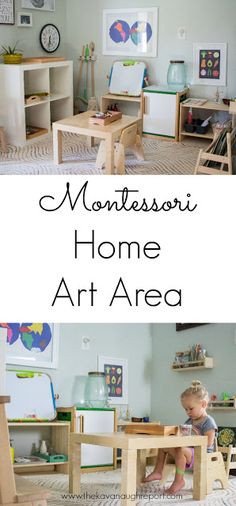 the montessoi home art area is clean and organized