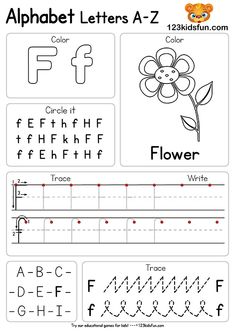 the alphabet worksheet for children to learn how to write and draw letters with pictures