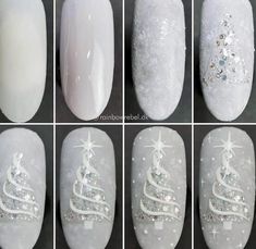 Christmas Nails Tutorial, Subtle Nail Art, Tree Nail Art, Christmas Tree Nails, Nails Tutorial, Tree Nails, Christmas Gel Nails, Nail Art Designs Diy