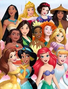 the disney princesses are all dressed up in their costumes