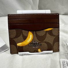 Coach Id Cardholder With Coach Monogram And Banana Design. Nwt Banana Design, Coach Monogram, Bags Coach, Coach Bags, Wallets, Card Holder, Bag Lady, Monogram, Wallet