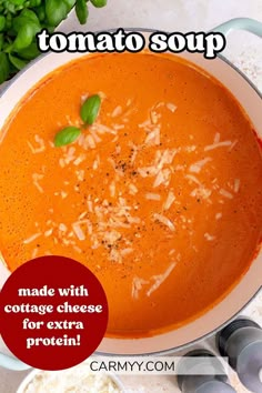 tomato soup made with cottage cheese for extra protein