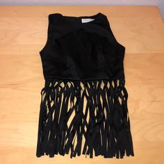 Good Condition New With Tag Black Fringe Top For Night Out, Sleeveless Black Top With Fringe, Chic Black Tops For Festival, Tops Black, The Label, Womens Tops, Women Shopping, Black, Color