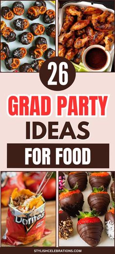 26 Grad Party Ideas for Food Food Bars For Parties Buffet Tables, Goodie Table Ideas, Pre Homecoming Party Ideas Food, Graduation Party Food Ideas Buffet, Prom Send Off Food Table, Promotion Ceremony Food, Food Served In Cups, Party Bars Ideas, Best Graduation Food Ideas