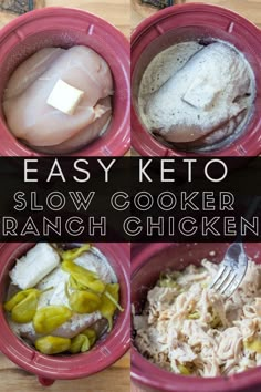 the easy keto slow cooker ranch chicken recipe is ready to be eaten and served